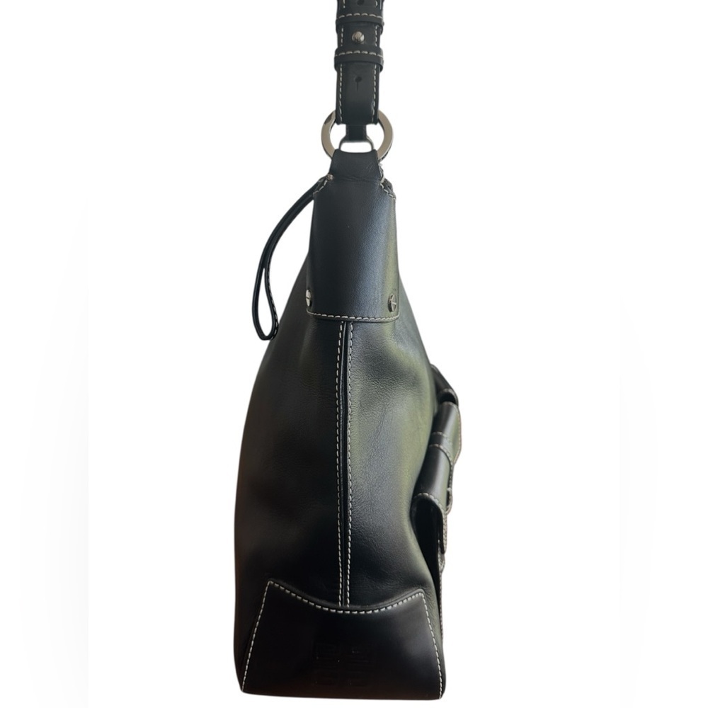 GIVENCHY Black Calfskin Leather Two Pocket Front Women's Boho Shoulder Bag - Picture 10 of 11